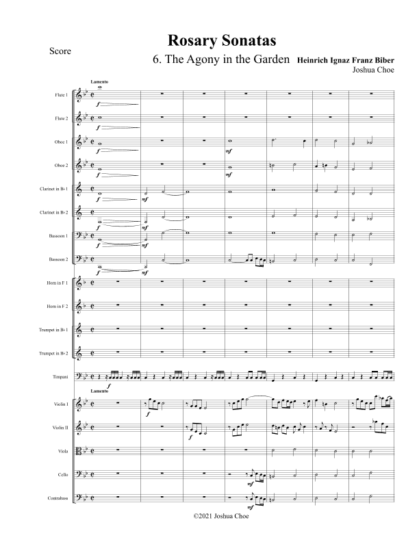 Rosary Sonatas: The Agony in the Garden (arr. Joshua Choe)
