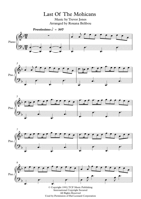 Last Of The Mohicans (main Theme) (arr. Roxana Belibou)