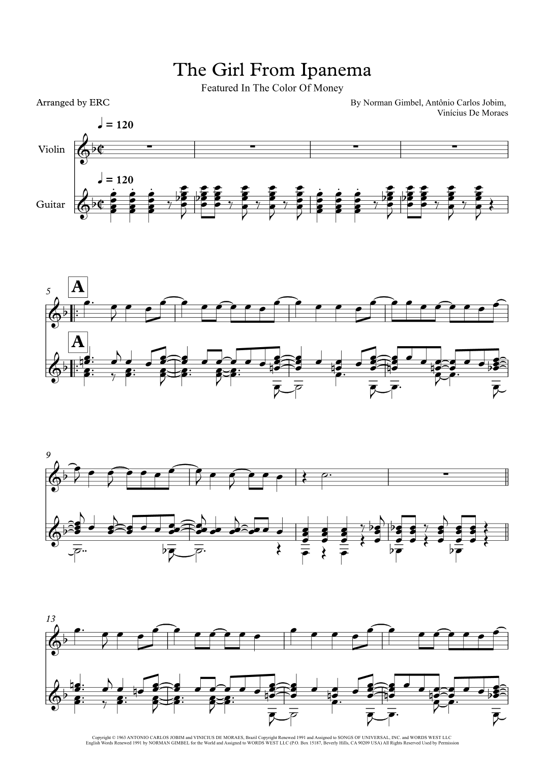 The Girl From Ipanema (garôta De Ipanema) (arr. Elena Rojas Crocker)