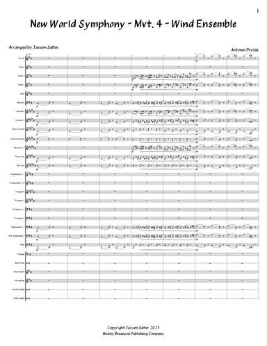 New World Symphony - Mvt 4 - Wind Ensemble - Score and Parts - Score Only (arr. Jaxson Salter)