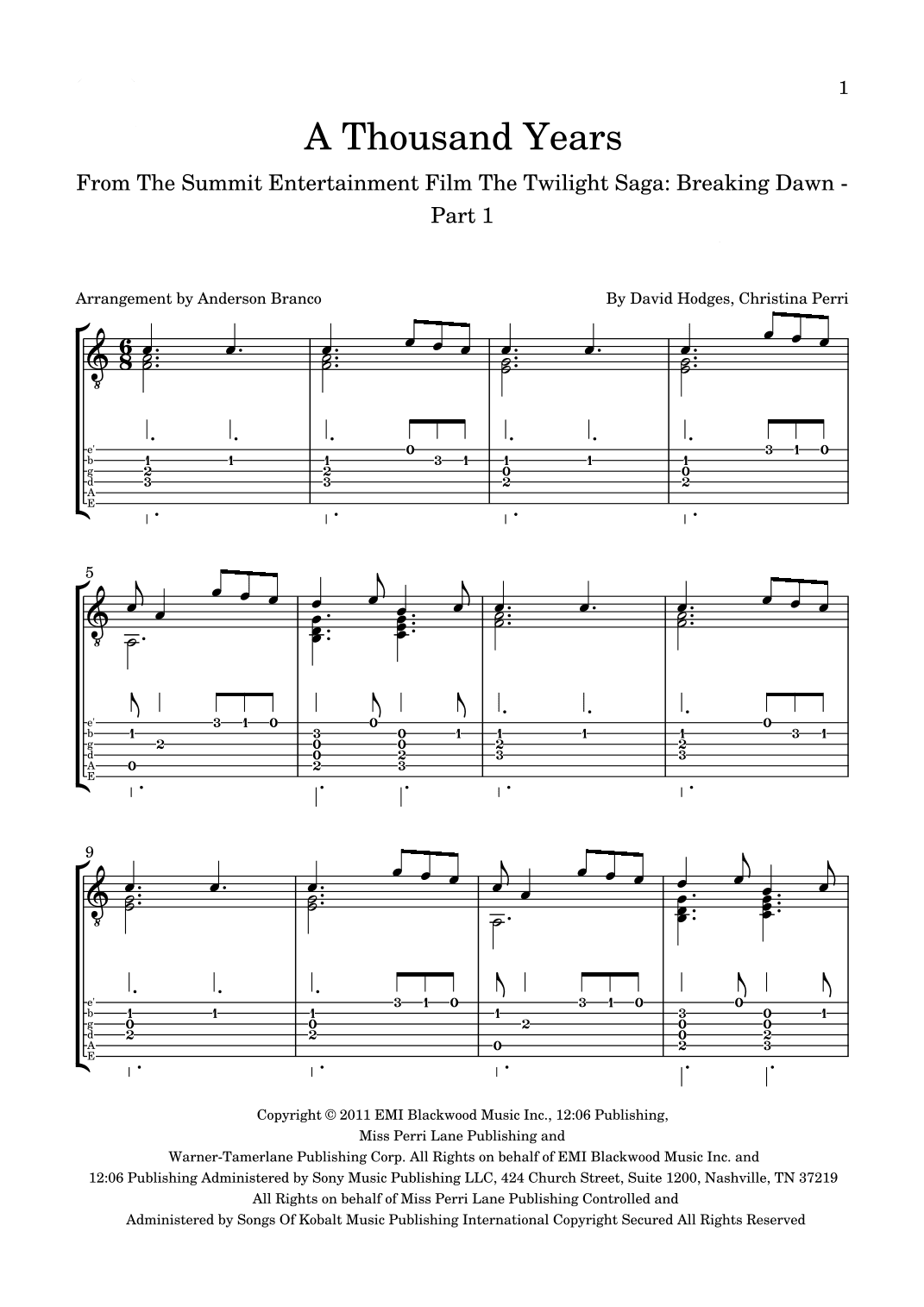 A Thousand Years (arr. Anderson Branco)