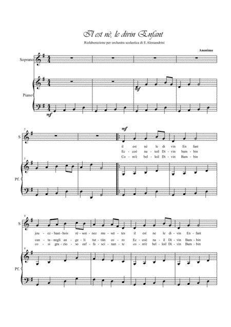 Il est nè le Divine Enfant 2 Voce e piano (arr. Ester Alessandrini)