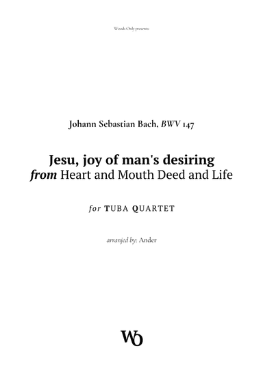 Jesu, joy of man's desiring by Bach for Tuba Quartet (arr. Ander)