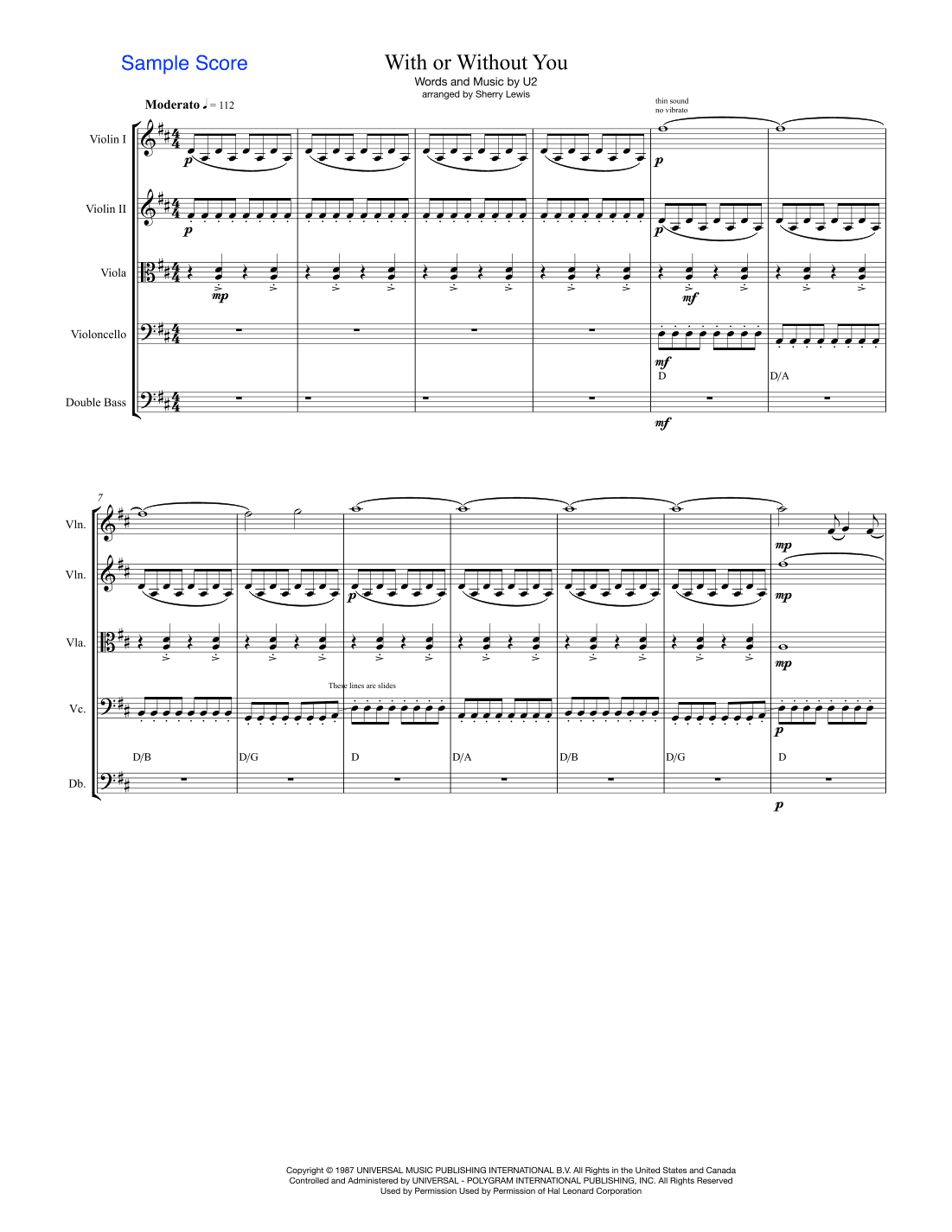 With Or Without You (arr. Sherry Lewis)