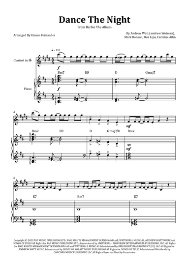 Dance The Night (arr. Glauco Fernandes)