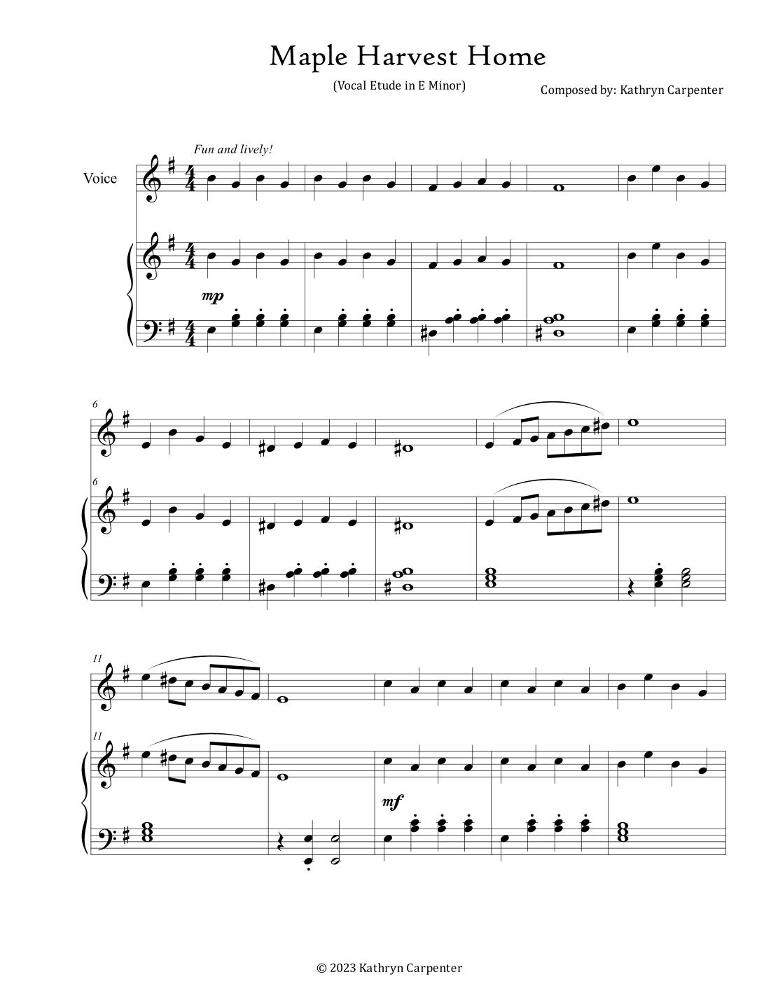 Maple Harvest Home (Vocal Etude)