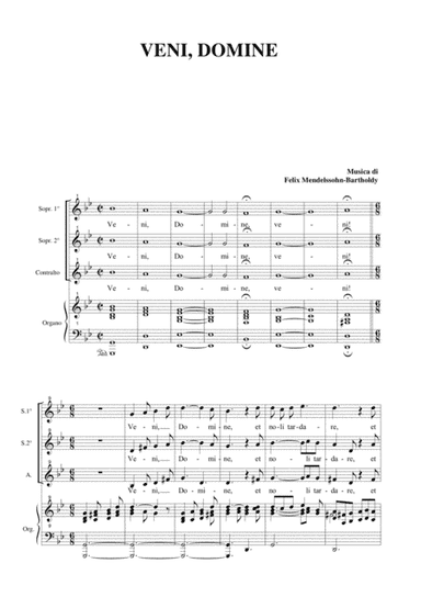 VENI DOMINE - For SSA Choir and Organ