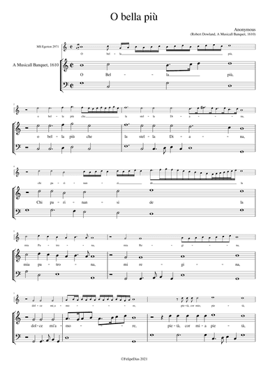 O bella più (Ornamented version from Egerton MS 2971) (arr. Early Music Scores)