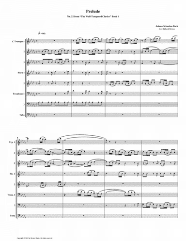 Prelude 22 from Well-Tempered Clavier, Book 1 (Brass Octet) (arr. Richard Byrnes)