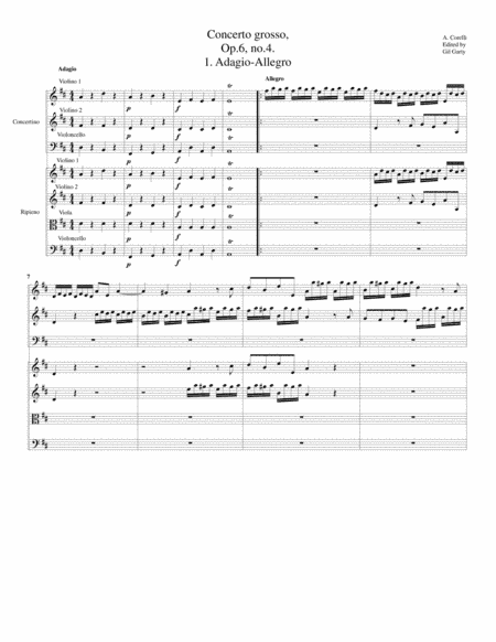 Concerto grosso, Op.6, no.4 (original) (arr. Gil Garty)
