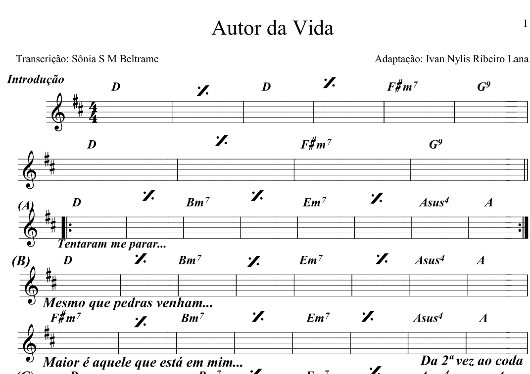 Autor da Vida (arr. Sônia S M Beltrame)