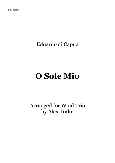 O Sole Mio (arr. Alex Tinlin)