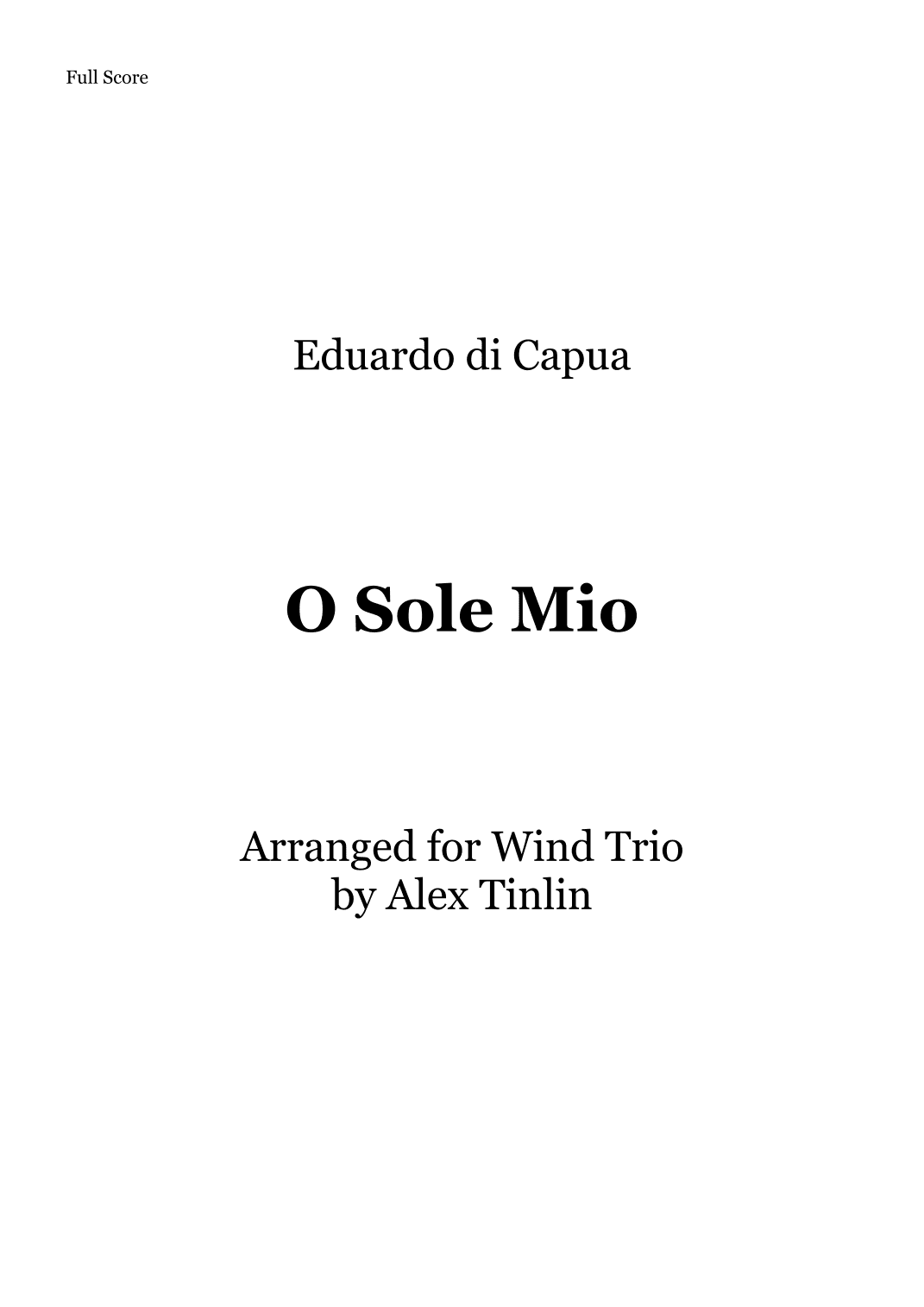 O Sole Mio (arr. Alex Tinlin)