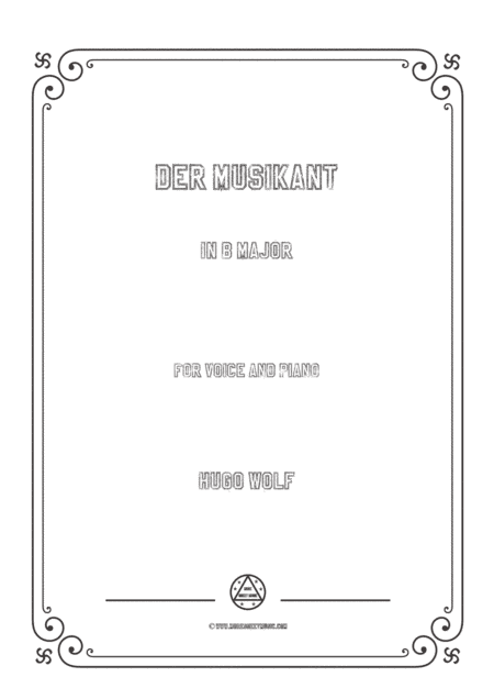 Wolf-Der Musikant in B Major,for Voice and Piano (arr. MSM)