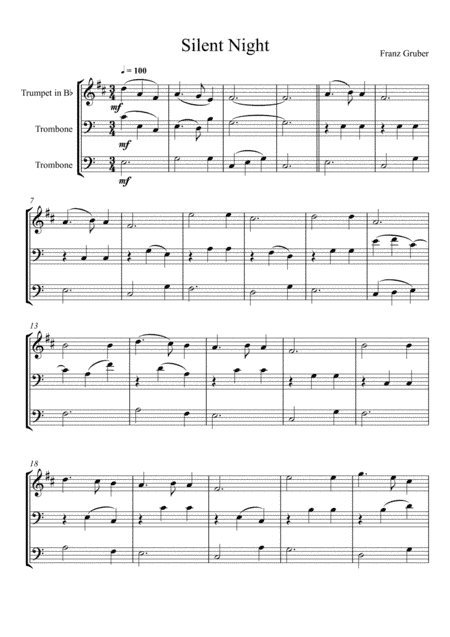 Franz Gruber - Silent Night (Trumpet, Trombone and Trombone Trio) (arr. André Laitano)