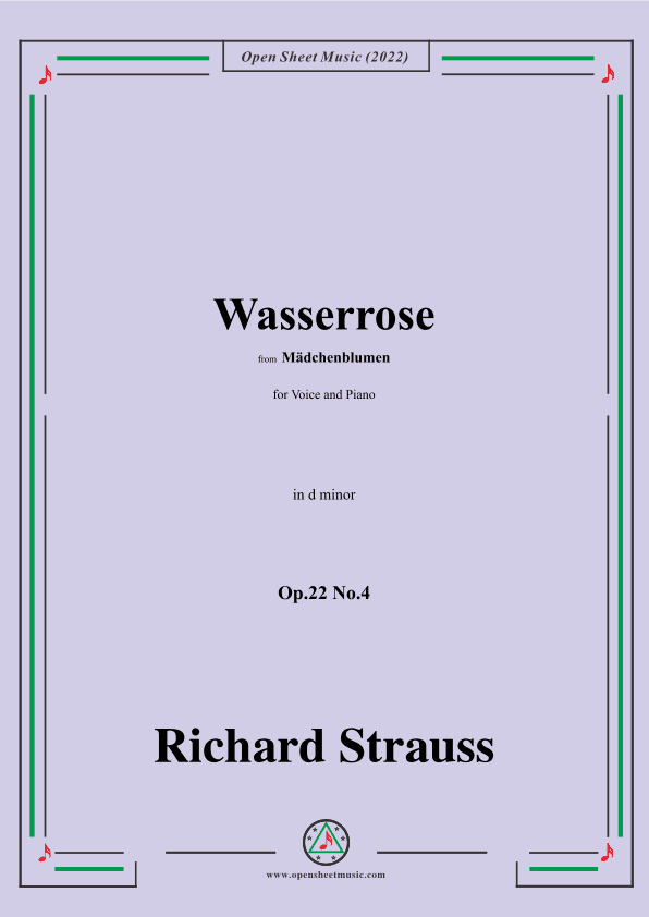 Richard Strauss-Wasserrose,Op.22 No.4,in d minor (arr. OSM Press)