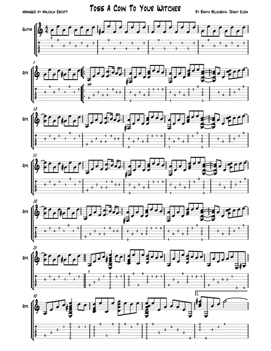 Toss A Coin To Your Witcher (arr. Malcolm Escott)