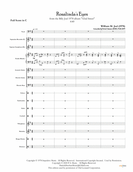 Rosalinda's Eyes (arr. Patrick Sheehan)
