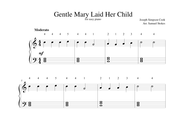 Gentle Mary Laid Her Child - for easy piano (arr. Samuel Stokes)