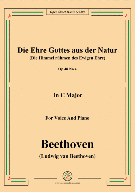 Beethoven-Die Ehre Gottes aus der Natur,Op.48 No.4,in C Major,for Voice and Piano (arr. MSM)