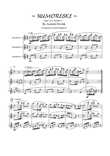 Humoreske - Saxophone Trio (arr. Linda Dalgliesh)