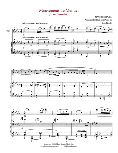 Ravel - "Menuet" from 'Sonatine', for Flute and Piano (arr. Len Rhodes)