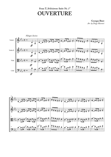 "L'Arlesienne Suite No. 1" for String Quartet (arr. Diego Marani)