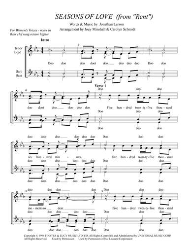 Seasons Of Love (arr. Carolyn Schmidt & Joey Minshall)