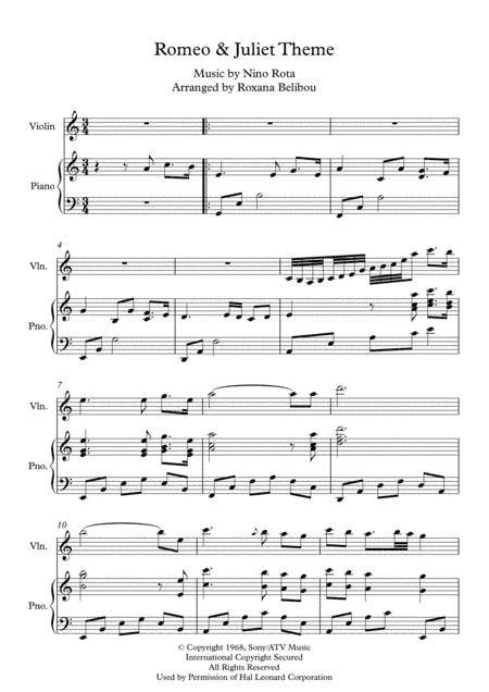 Romeo And Juliet (love Theme) (arr. Roxana Belibou)