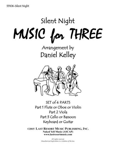 Silent Night for Piano Quartet (Violin, Viola, Cello, Piano) Set of 4 Parts (arr. Daniel Kelley)