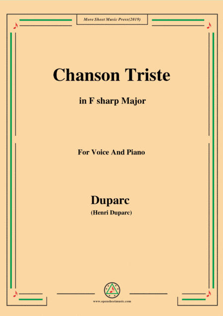 Duparc-Chanson Triste in F sharp Major (arr. MSM)