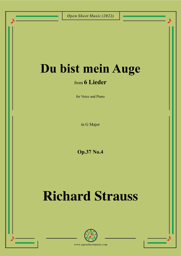 Richard Strauss-Du bist mein Auge,in G Major,Op.37 No.4 (arr. OSM Press)