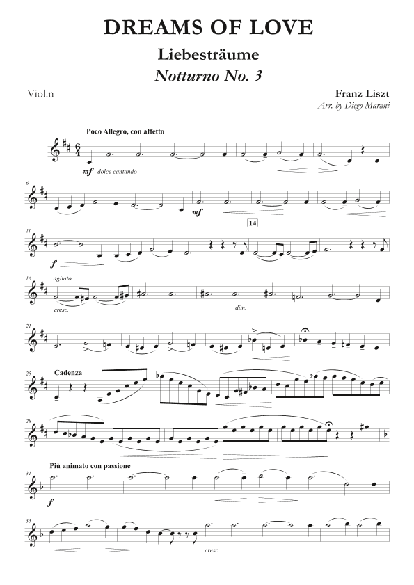Dreams of Love No. 3 for Violin and Piano (arr. Diego Marani)
