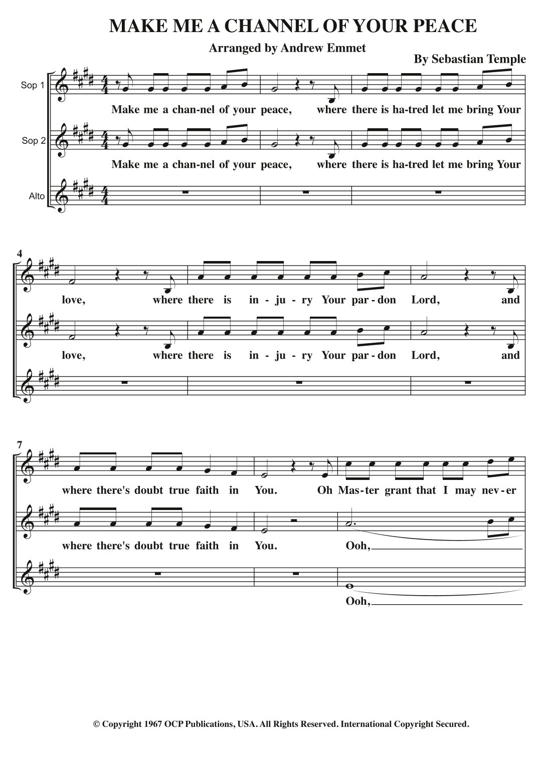 Make Me A Channel Of Your Peace (prayer Of St. Francis) (arr. Andrew Emmet)