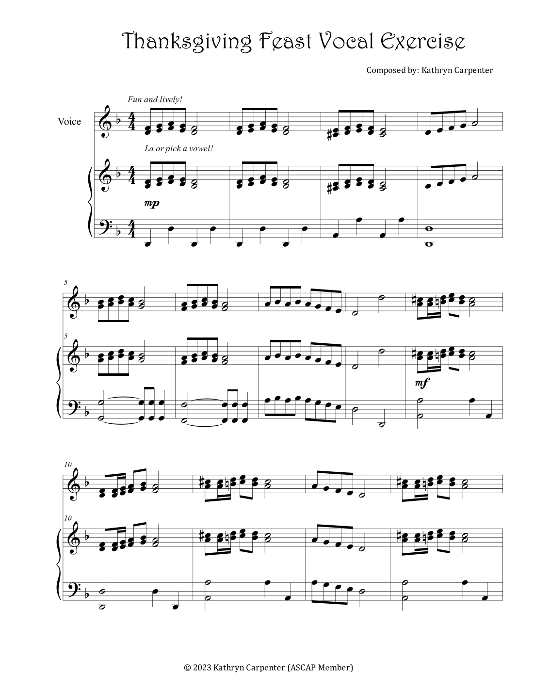 Thanksgiving Feast Vocal Exercise