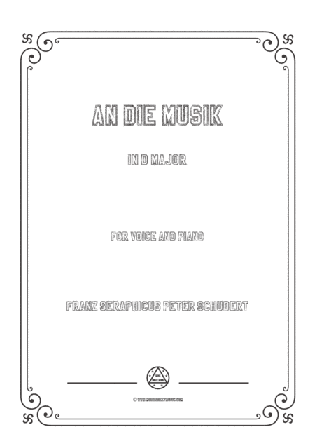 Schubert-An die Musik in D Major,for voice and piano (arr. MSM)