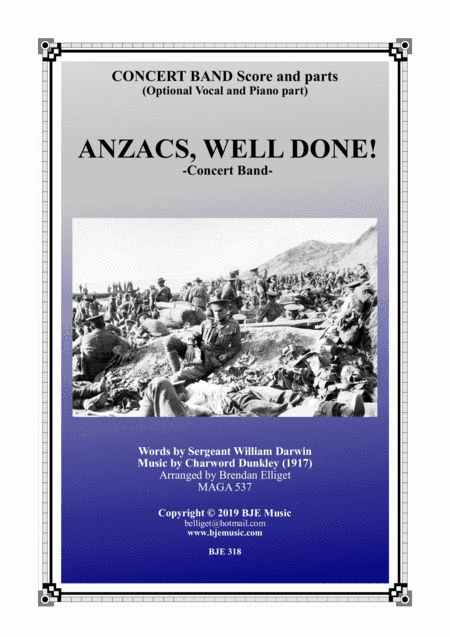 Anzacs, Well Done! - Concert Band Score and Parts PDF (arr. Brendan Elliget MAGA 537)