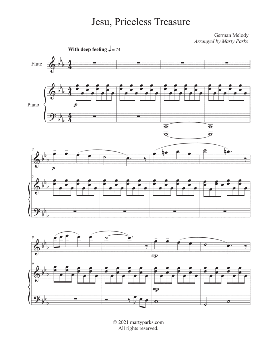 Jesu, Priceless Treasure (Flute-Piano) (arr. Marty Parks)