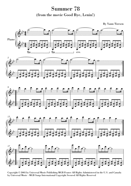 Summer 78 (arr. Ahiva Editions)