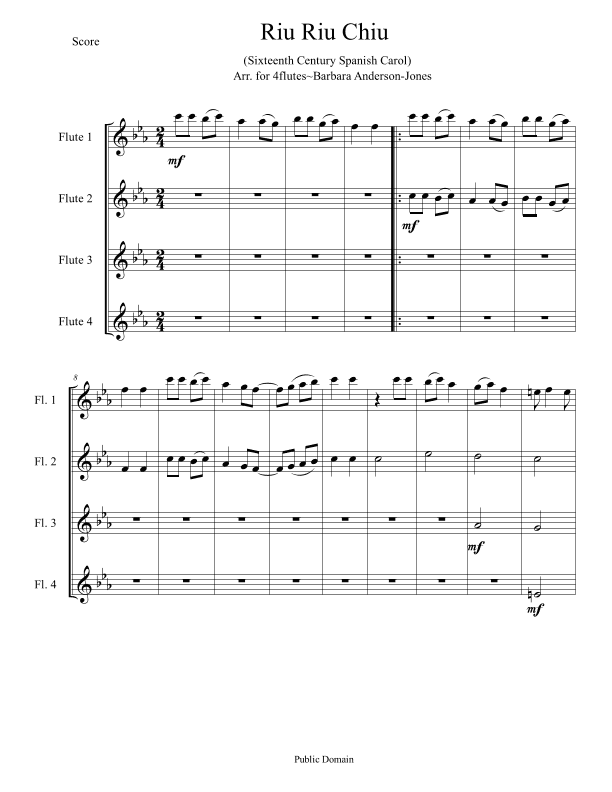 Rui, Rui Chui - Score Only (arr. Barbara Anderson-Jones)