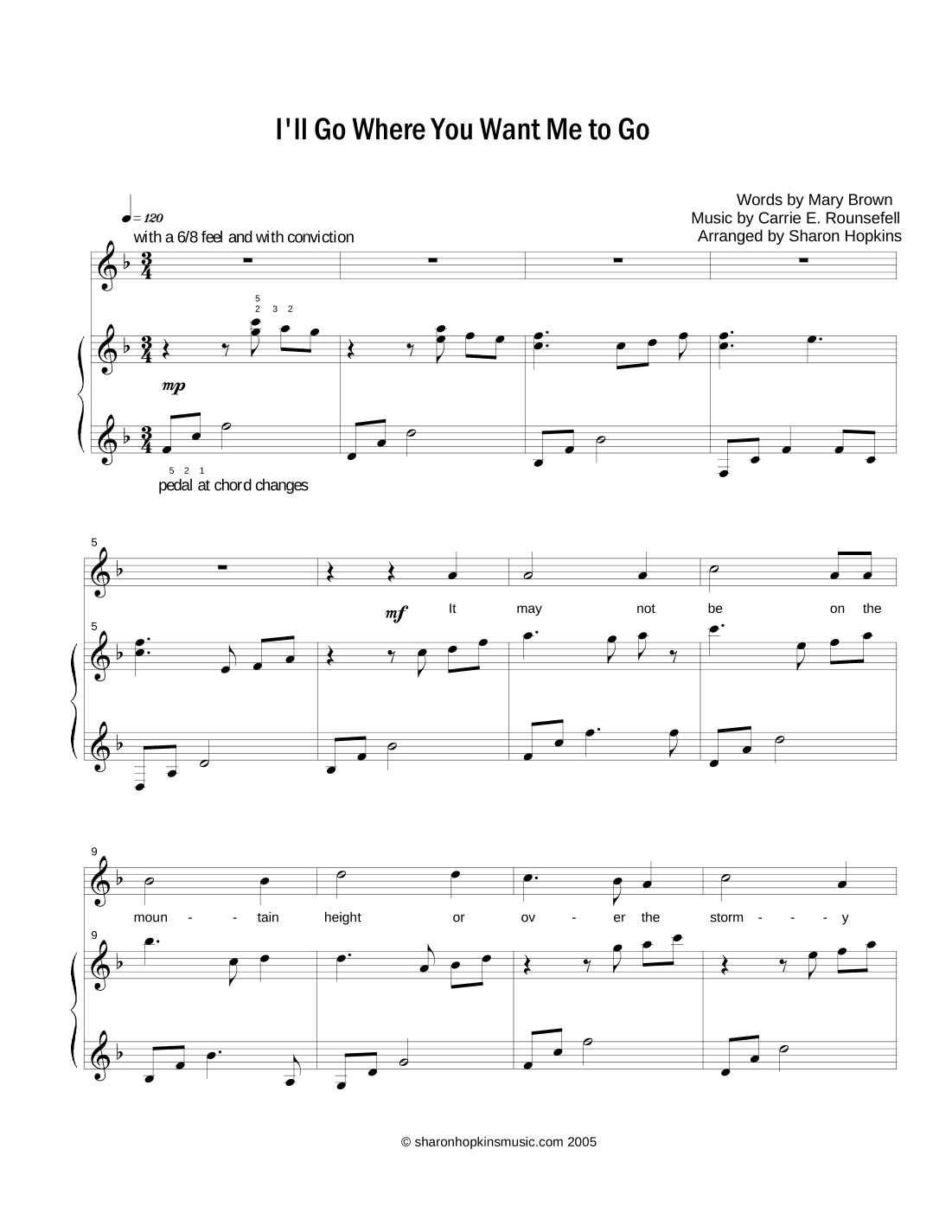 I'll Go Where You Want Me To Go (arr. Sharon Hopkins)