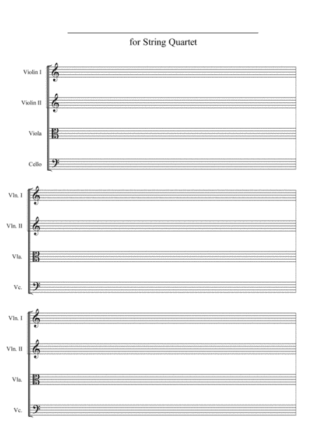 MANUSCRIPT PAPER for String Quartet (A4)