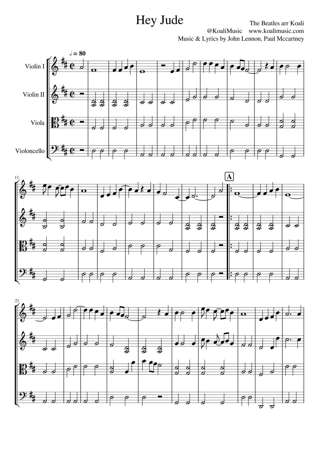 Hey Jude (arr. KoaliMusic)