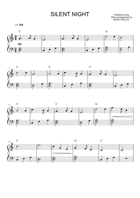 Silent Night (easy piano sheet) (arr. Music-holley)