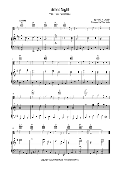 Silent Night - for viola, piano and guitar (arr. Vitor Melo)
