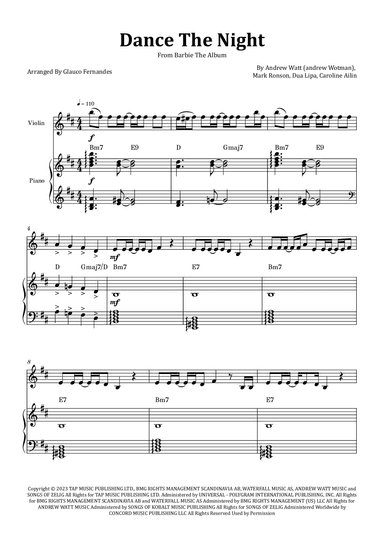 Dance The Night (arr. Glauco Fernandes)