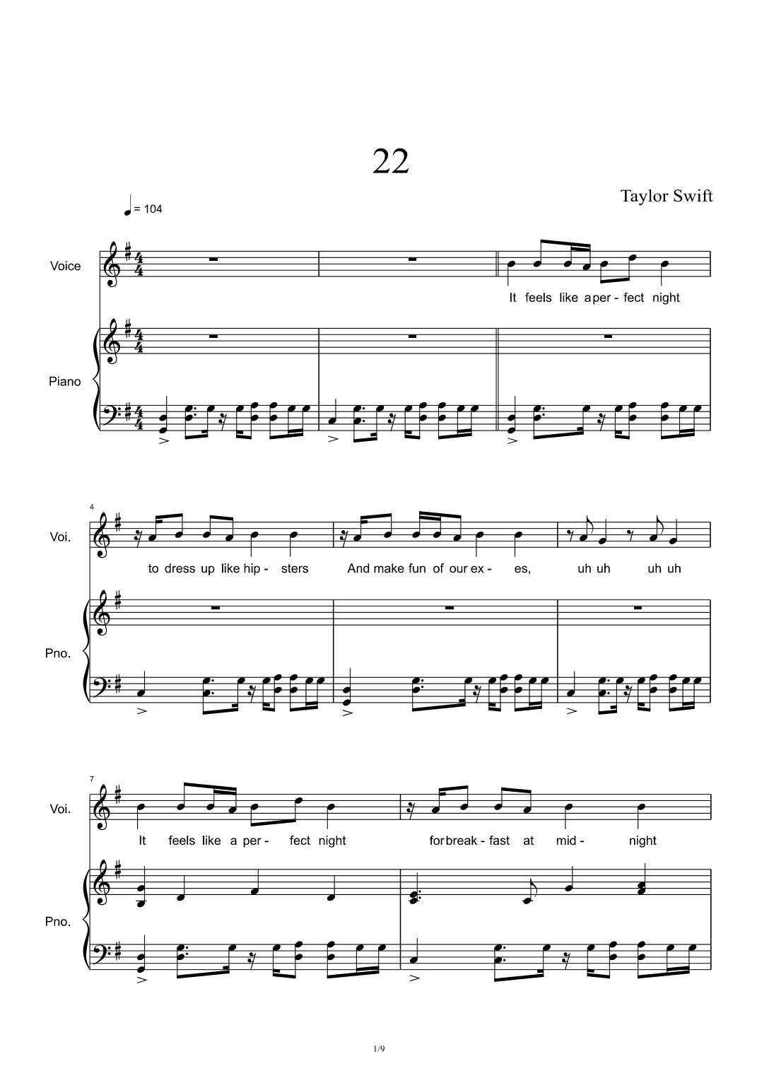 22 (arr. Taylor Swift)