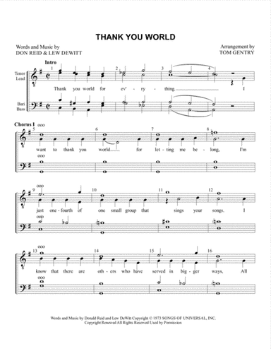 Thank You World (arr. Tom Gentry)