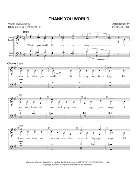 Thank You World (arr. Tom Gentry)
