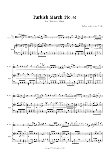 Turkish March by Beethoven for Alto Trombone and Piano (arr. Ander)